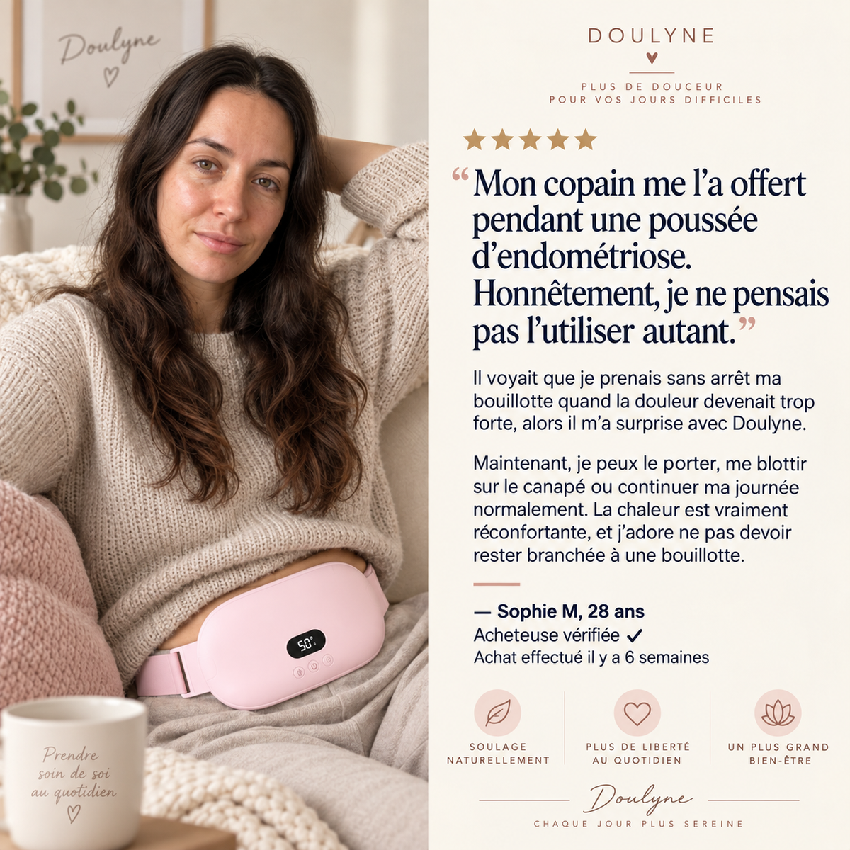 Doulyne™ — Ceinture Chauffante Intelligente pour le Confort Menstruel